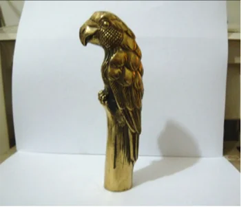 

67110518+++CHINESE OLD COPPER HAND CARVED EAGLE STATUE WALKING STICK HEAD