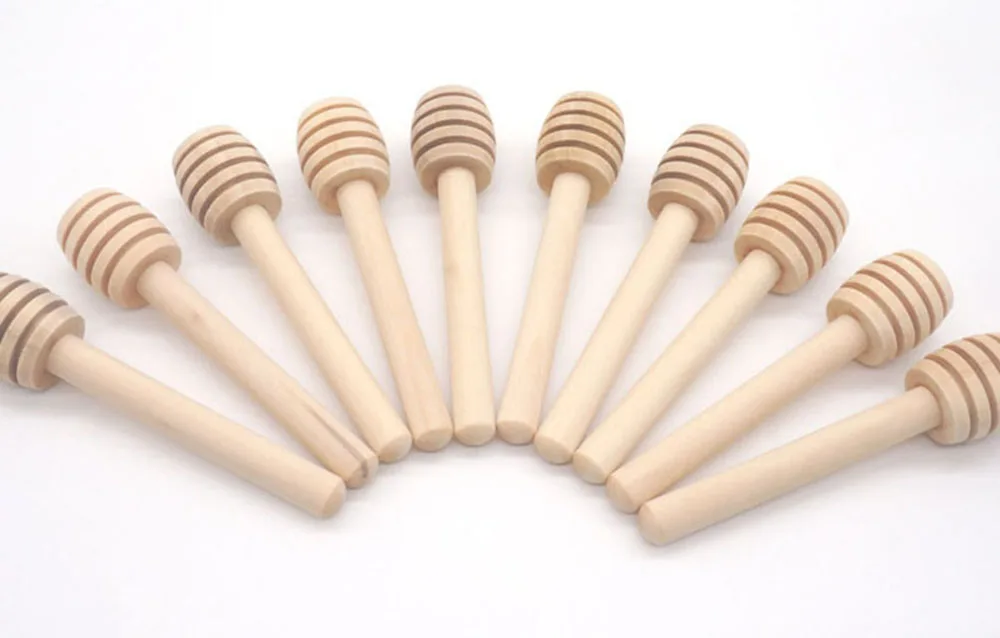 100 Pack Of Mini 3 Inch Wood Honey Dipper Sticks spoon Individually Wrapped Server For Honey Jar Dispense Drizzle Honey-7