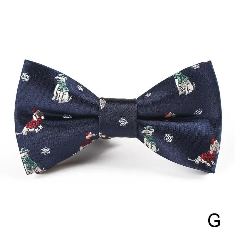 Рождественский галстук-бабочка, милый мужской Рождественский галстук-бабочка для нового года, вечерние галстуки с рождественской елкой, Санта Клаусом, снежинками, регулируемые галстуки-бабочки - Цвет: G