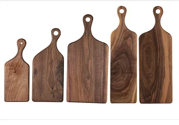 

Western Steak Pizza Wooden Tray whole Wood Cut Fruit Bread Plate Cutting Board Black Walnut Cutting Board
