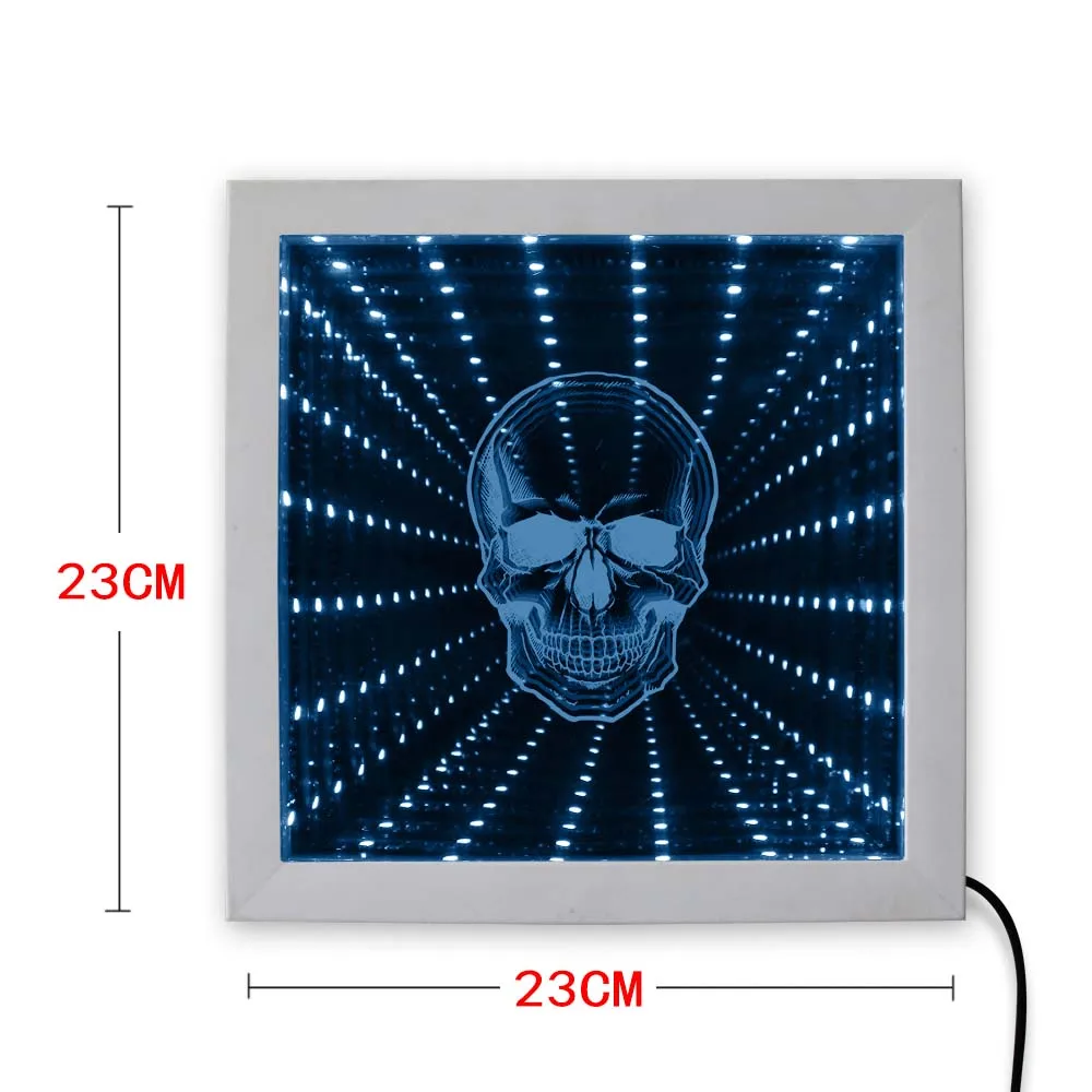 Хэллоуин ужас Скелет надувной Кот для Хэллоуина свет портативный бесконечность зеркало бездны эффект светодиодный ночник кости Смерти Череп рамка lampa