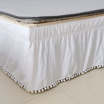 

Solid Color Small Ball Lace Wrap Around Bedskirt Without Surface Elastic Band Off Fade Resistant Twin Queen King Hotel Quality#/
