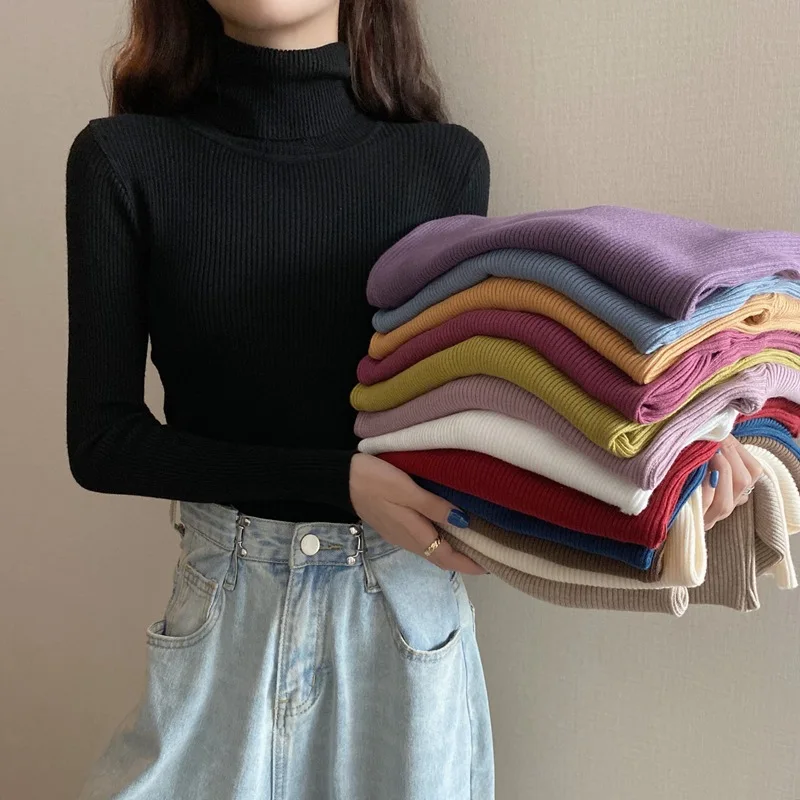 

Women's Turtleneck Sweater Winter Oversize Wool Sweaters For Femme Knitted Casual Slim Jumper Long Sleeve Pulovers Autumn 2020