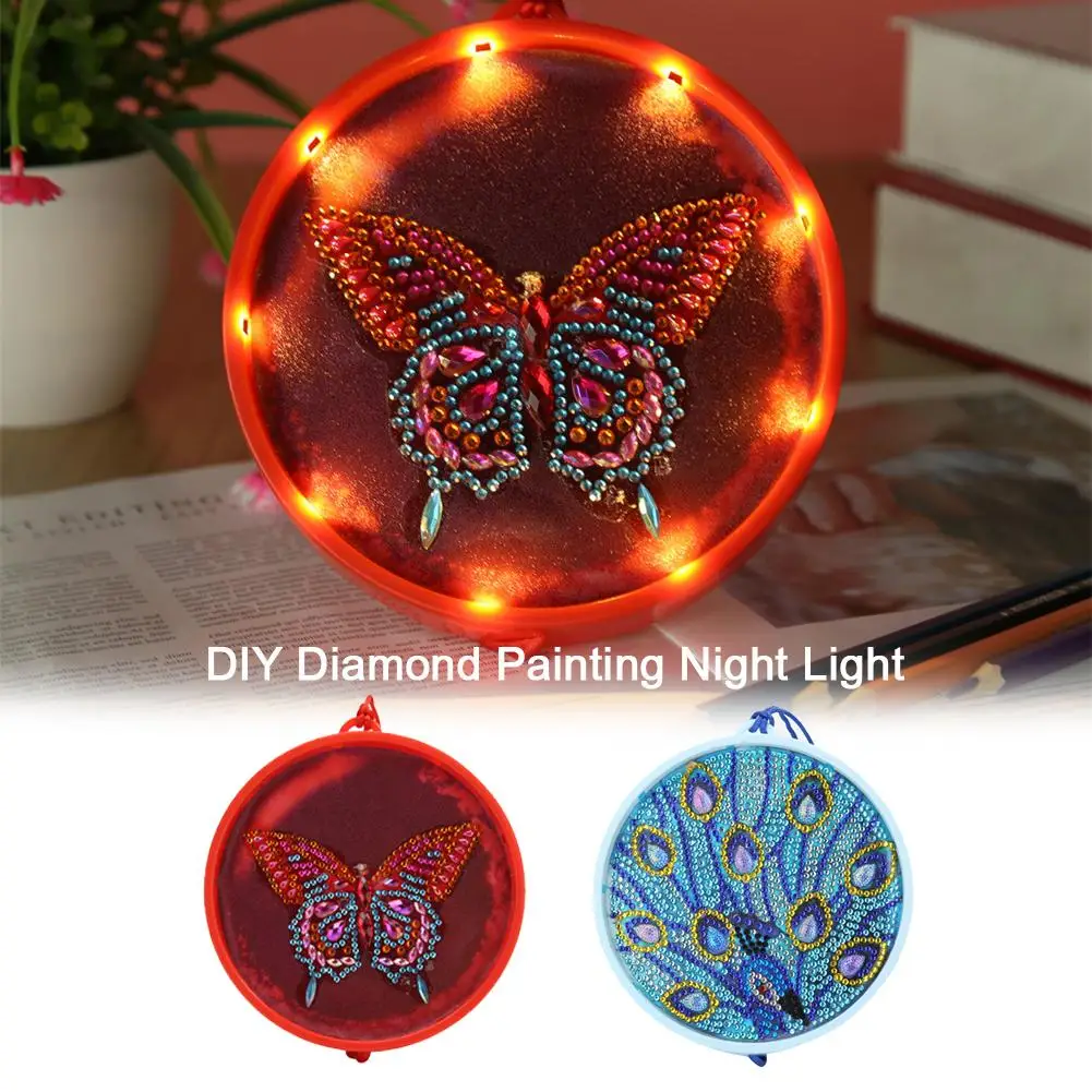 

DIY Diamond Painting Night Light DIY Peacock Butterfly Hanging Night Light Kit LED Hanging Light DIY Kit For Christmas Gifts