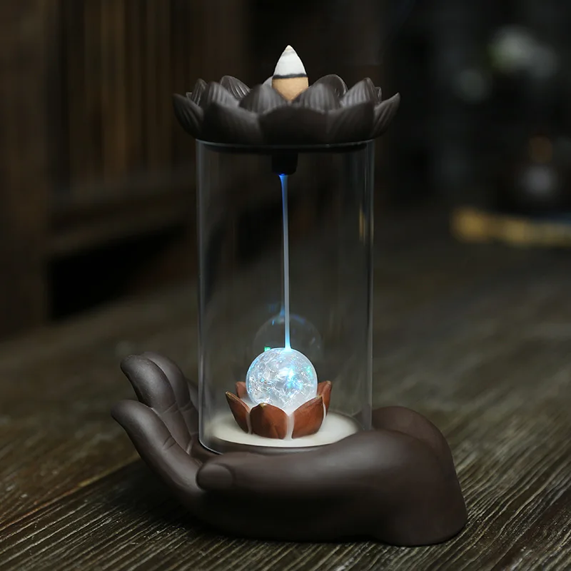 

Desktop Ceramic Handmade Feng Shui Incense Burner Windproof Backflow Incense Burner Smoke Waterfall Ornament(2 Size to Choose)