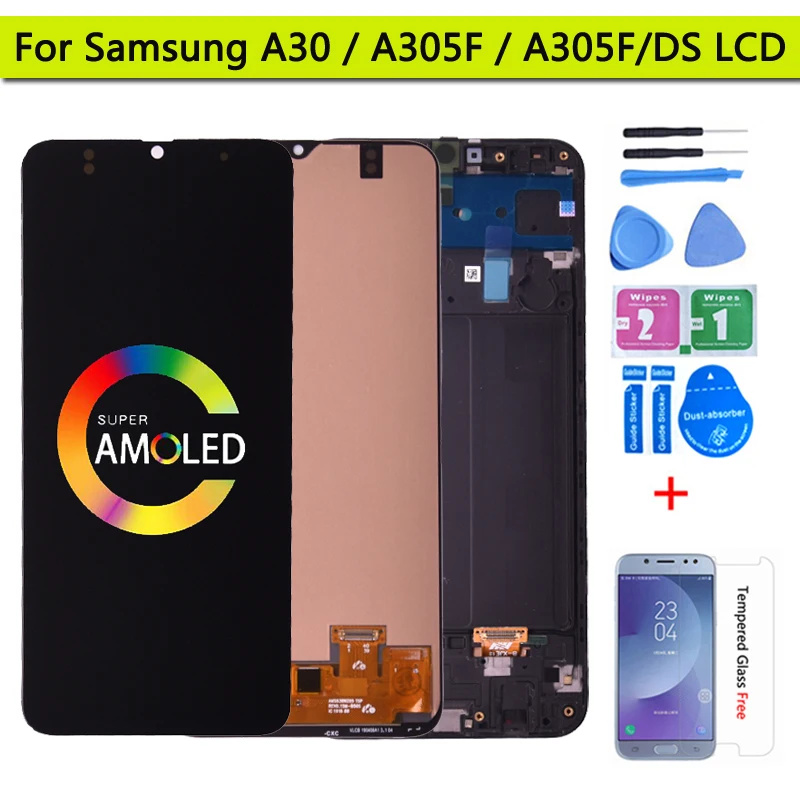 Супер Amoled для Samsung GALAXY A30 ЖК дисплей с сенсорным экраном дигитайзер сборка A305/DS A305FN