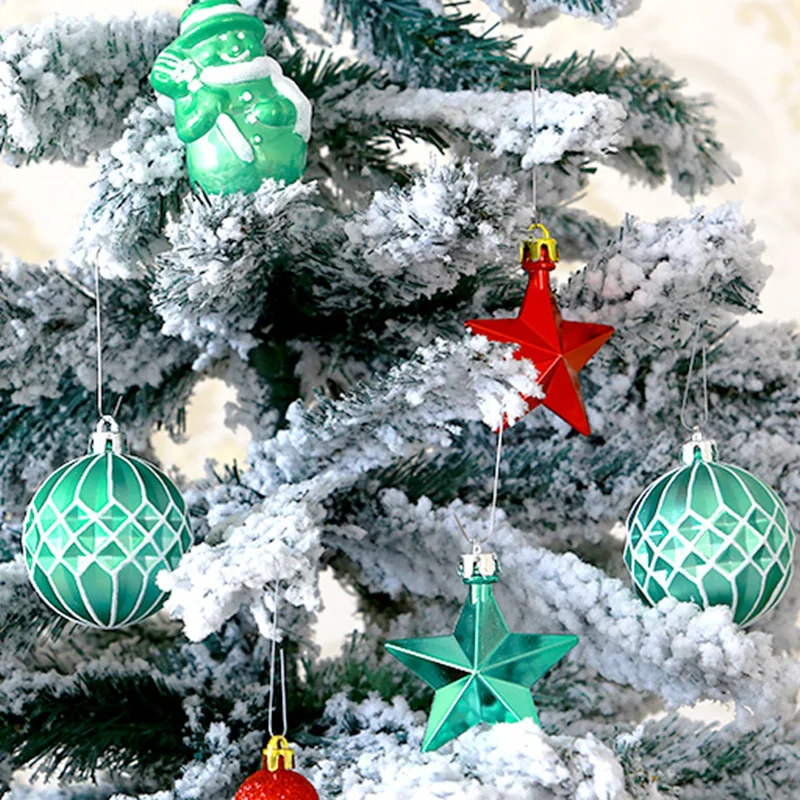 90 шт. Рождественская елка шары бусины Набор рождественские украшения Рождественская елка орнамент подвесные шары Красный Зеленый Белый дерево украшение
