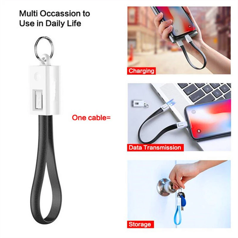 Short Mini Keychain USB Cable Fast Charging Wire Micro USB C Type C For iPhone iPod Android Charger Data Sync Charge Cables Cord iphone charger adapter