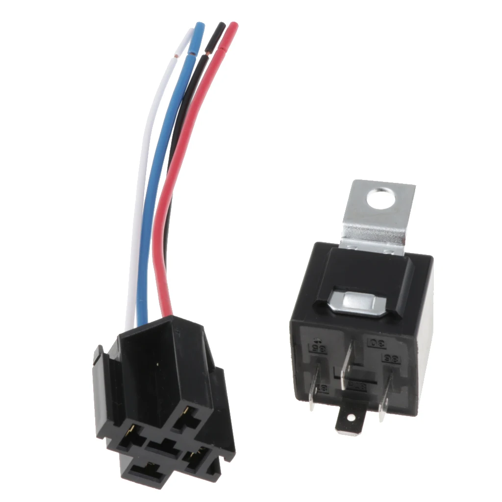 DC 12V Car SPDT Automotive Relay 4 Pin 4 Wires W/ Harness Socket 40A