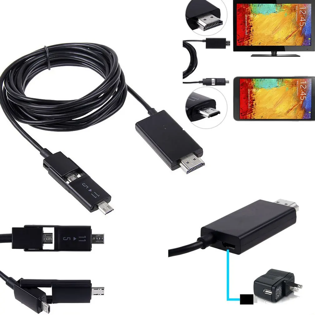 3 м/10FT Micro USB MHL к HDMI HDTV кабель адаптер для приставки Android Smart Phone 5/11Pin черный