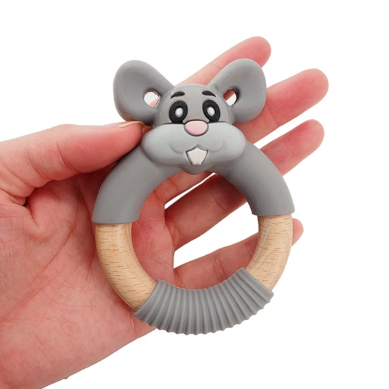 Chenkai 1PCS BPA Free Silicone Cute Mouse Rodent Teether Baby Teething Health Care For Infant Chewing Sensory Newborn Gifts