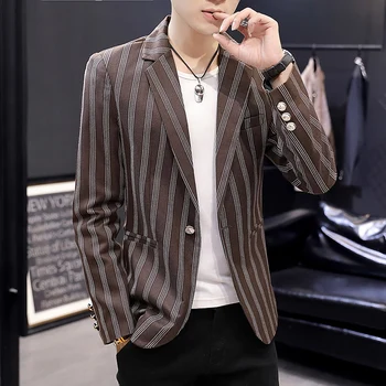 

Fashion Long Sleeve Men's Business Casual Suit Jacket Black White Blue Slim Fit Men Blazer Jacket Size XXXL New Dress Jacket Men