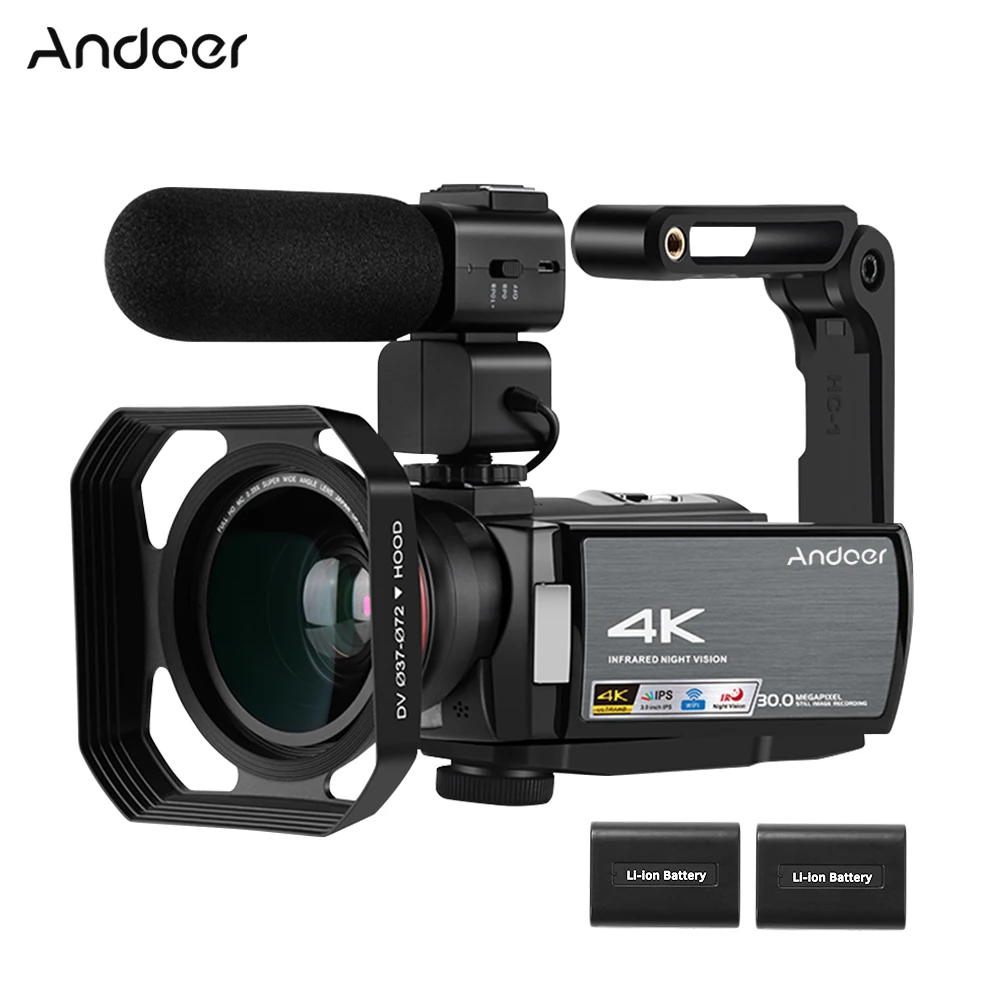 Цифровая видеокамера Andoer HDV-AE8 4K DV 30 МП 16-кратный цифровой зум для видеосъемки |