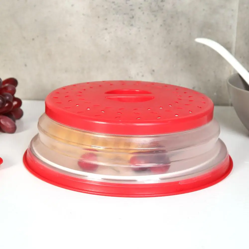 

Collapsible Microwave Cover Lid Folding Silicone Microwave Plate Cover Colander Strainer for Fruit Vegetables 10.5 inch