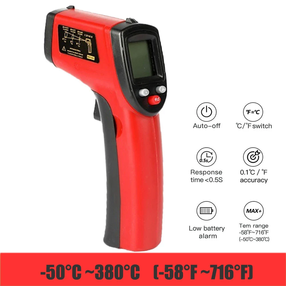 Vastar цифровой GM320 инфракрасный термометр Бесконтактный измеритель температуры пирометр ИК лазерный точечный пистолет-50~ 380 Цельсия - Цвет: red-380