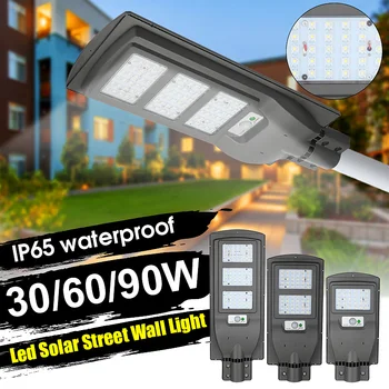 

90w 90pcs LED Solar Street Light Radar PIR Motion Sensor Wall Timing Lamp+Remote Waterproof for Plaza Garden Yard Outdoor