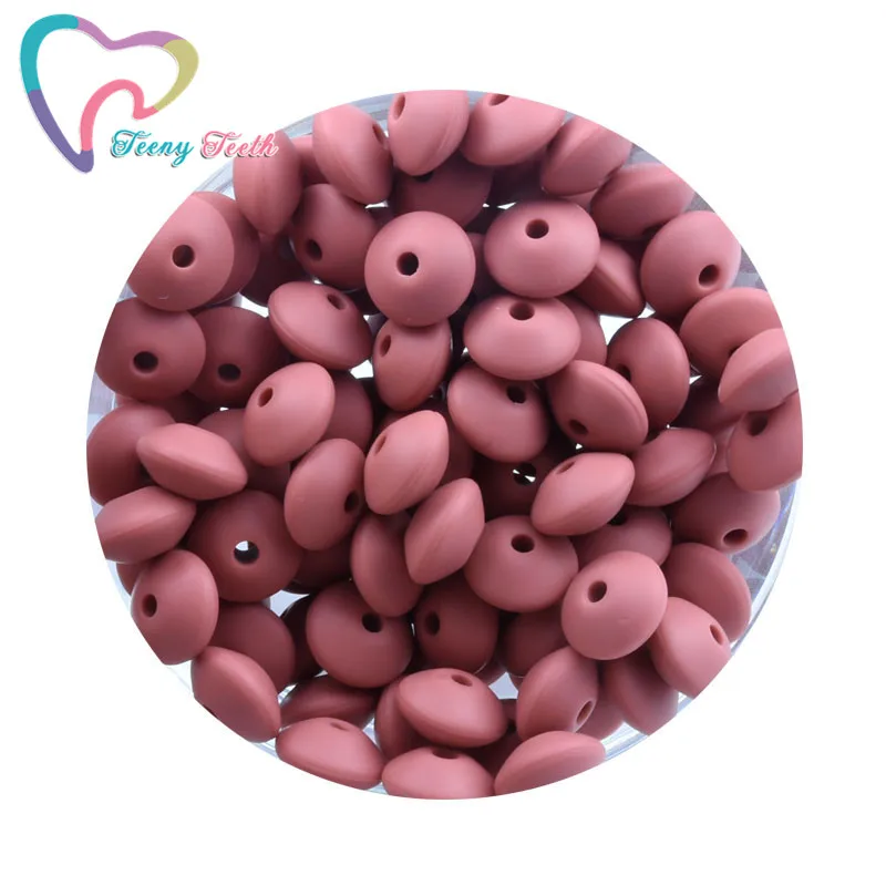 40 PCS French Plum Maroon MIX Baby Lentils Beads Silicone Beads Abacus Lentils 12 MM Baby Teether DIY Pacifier Chain Clip - Цвет: Maroon