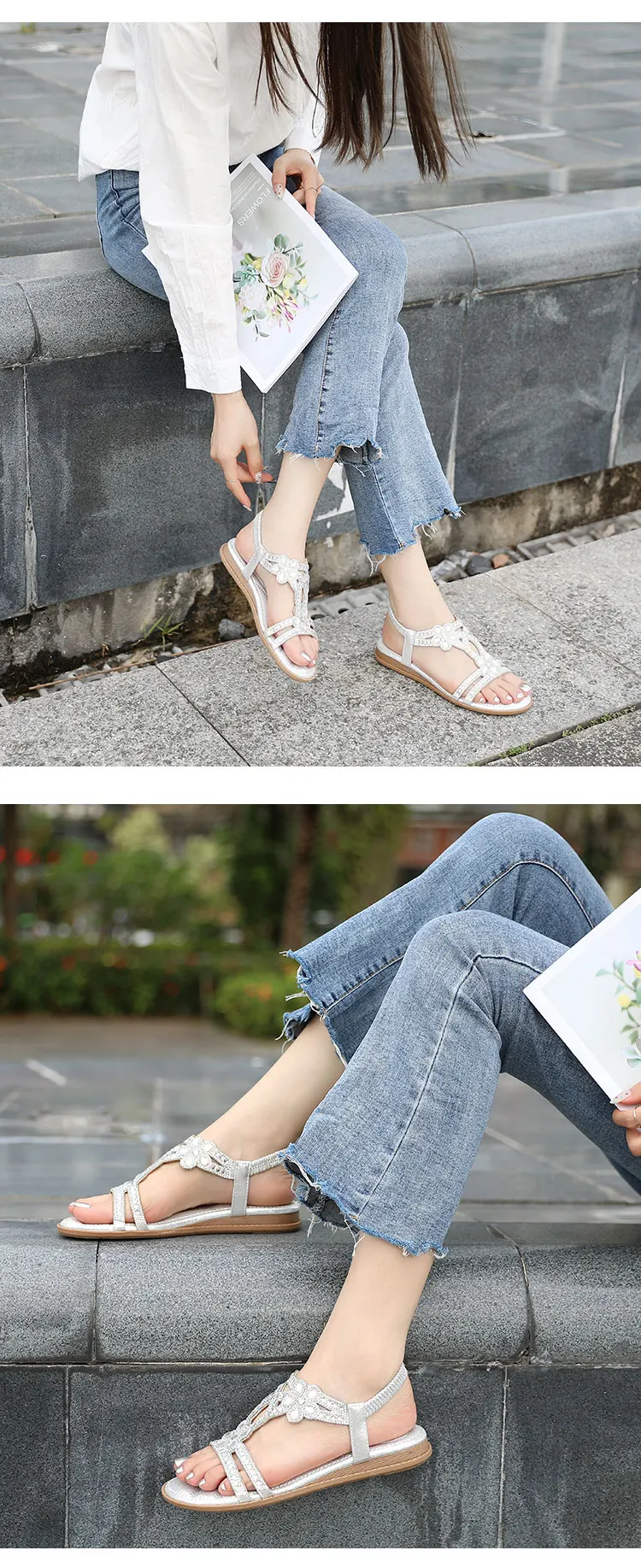 crystal flat sandals