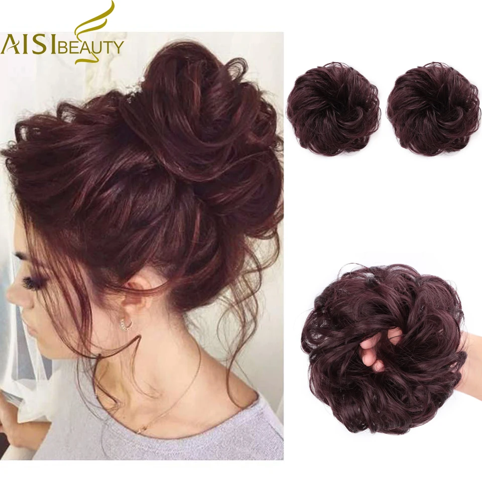 Aisi Beauty 2pcs Synthetic Hair Bun Accessories Rubber Band Blonde