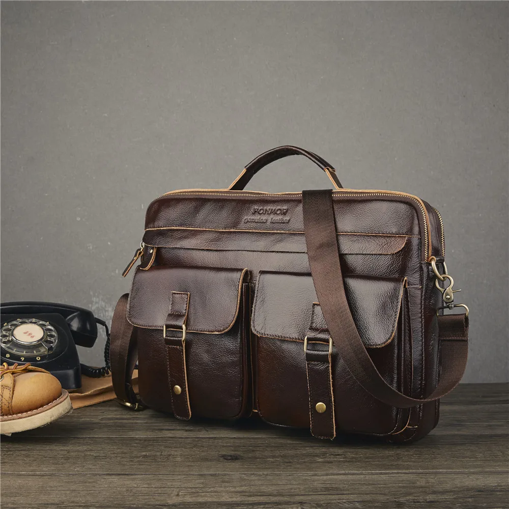 Мужской портфель из натуральной кожи, мужская сумка для ноутбука из натуральной кожи, мужские сумки-мессенджеры с двойной молнией, мужские портфели