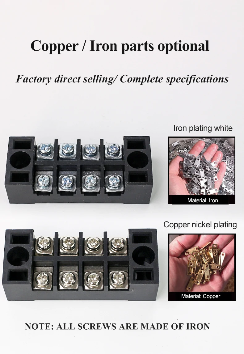 1pcs 45A 600V TB4503 TB4504 TB4505 TB4506 TB4510 TB4512 Dual Row Barrier Screw Terminal Block Strip Wire Connector Wiring tool