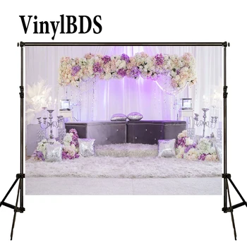 

VinylBDS Photography Backdrops Vintage Wedding Backdrop Blue and White Curtain Background Flower Backdrops for Photocall Wedding