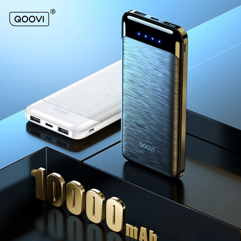 QOOVI – chargeur Portable Ultra-fin 10000 mAh, batterie externe 10000 mAh, pour iPhone 12 Xiaomi Sumsang Huawei