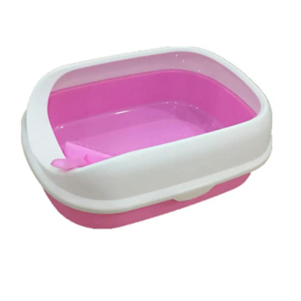 Портативная чистая коробка для кошачьего туалета, Обучающие постельные принадлежности с открытым верхом, кошачий песчаный наполнитель, коробка для кошачьего туалета, тренажер для домашних животных - Цвет: Розовый