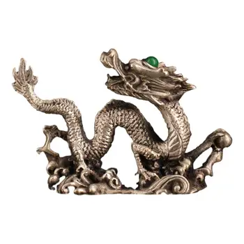 

LaoJunLu Collection Of Old Pure Copper, Hand-Made Gilt Silver Inlaid Gem Dragon Imitation antique bronze masterpiece