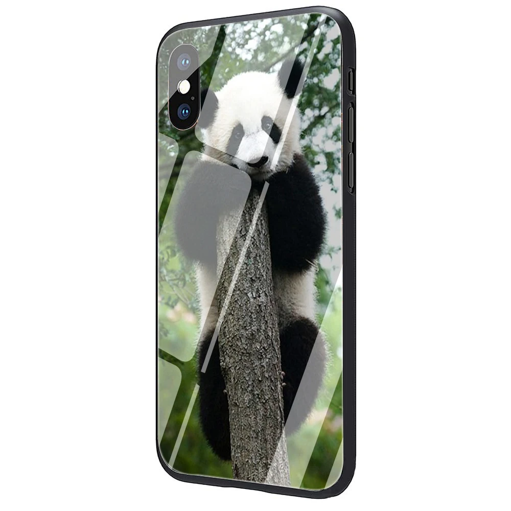 Чехол EWAU Panda on the tree из закаленного стекла для iPhone 11 Pro 6 6S Plus 7 8 Plus X XS XR XS Max - Цвет: G2