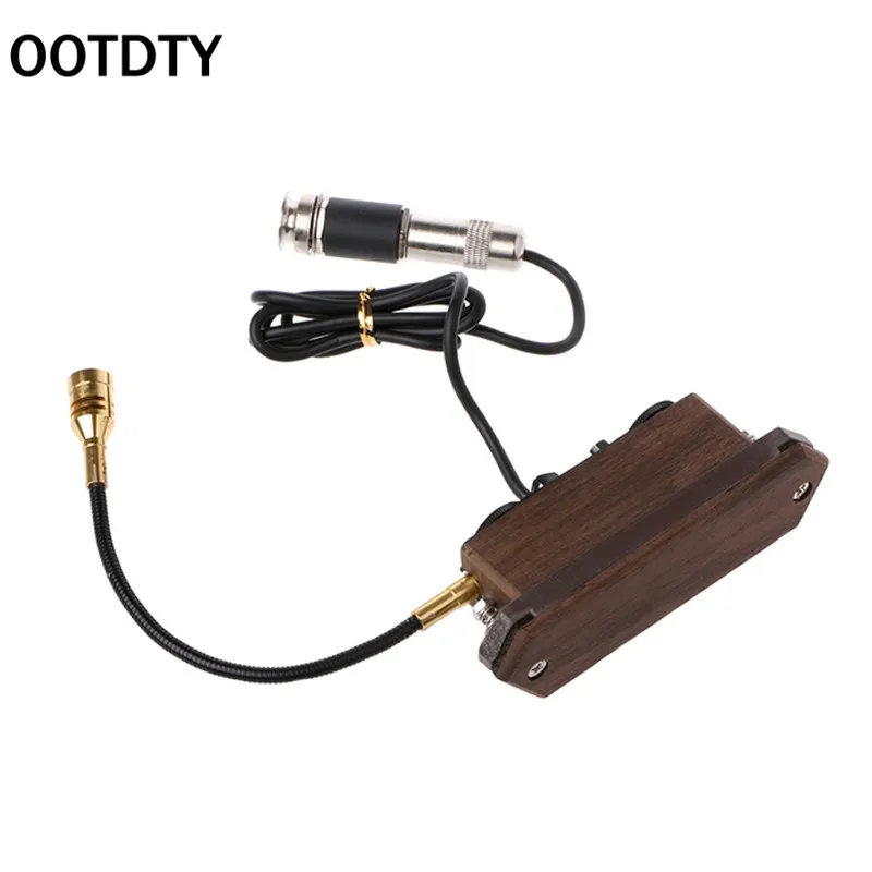 OOTDTY древесины Цвет акустика гитара двойной катушкой Soundhole пикап с микрофоном