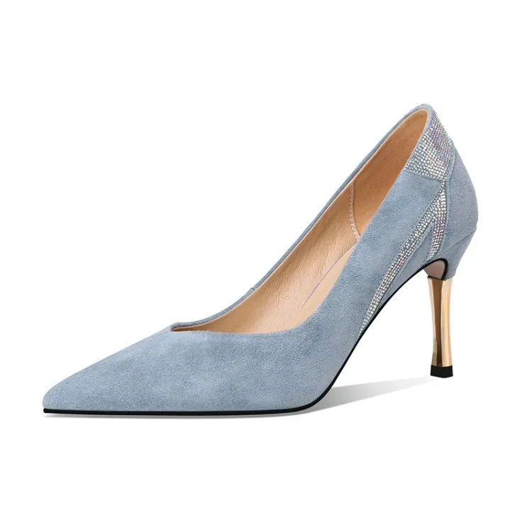 

Simple Versatile Fashion Spring New Style Women Pointed Sheep Velvet Low-Cut Low Top Stiletto Fashion Shoes Women's
