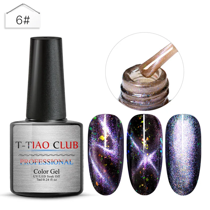 T-TIAO CLUB звездное небо Гель-лак для использования с магнитом лак 3D кошачий глаз замочить от блесток УФ гель для ногтей Гель-лак для маникюра 6 цветов - Цвет: AAK0818