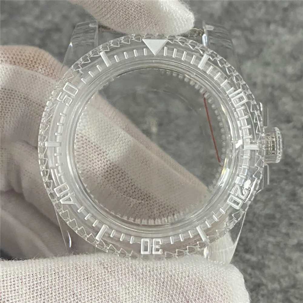 Unidirectional Rotation Bezel 40mm SUB Plastic Transparent Watch Case for NH35 NH36 Movement Repair Part Watch Accessories