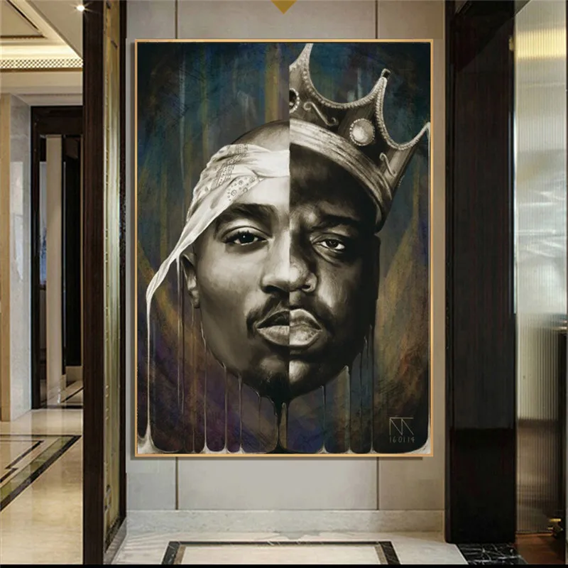 Портрет большого и Тупака холст фотообои принты 2Pac современное настенное