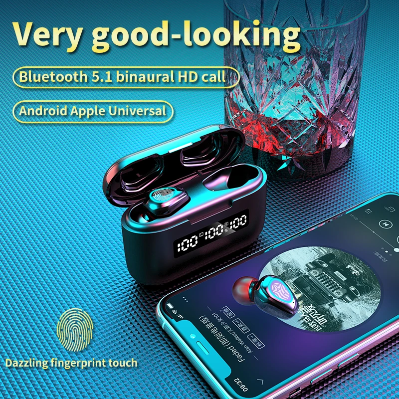 TWS 5 0 Noise Reduction Wireless Bluetooth Earphones HiFi Auricular Bluetooth Earbuds LED Three Screen Display Touch