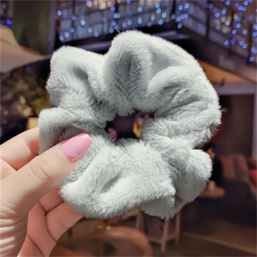 Furry Elastic Hair Scrunchies - 3 Pack