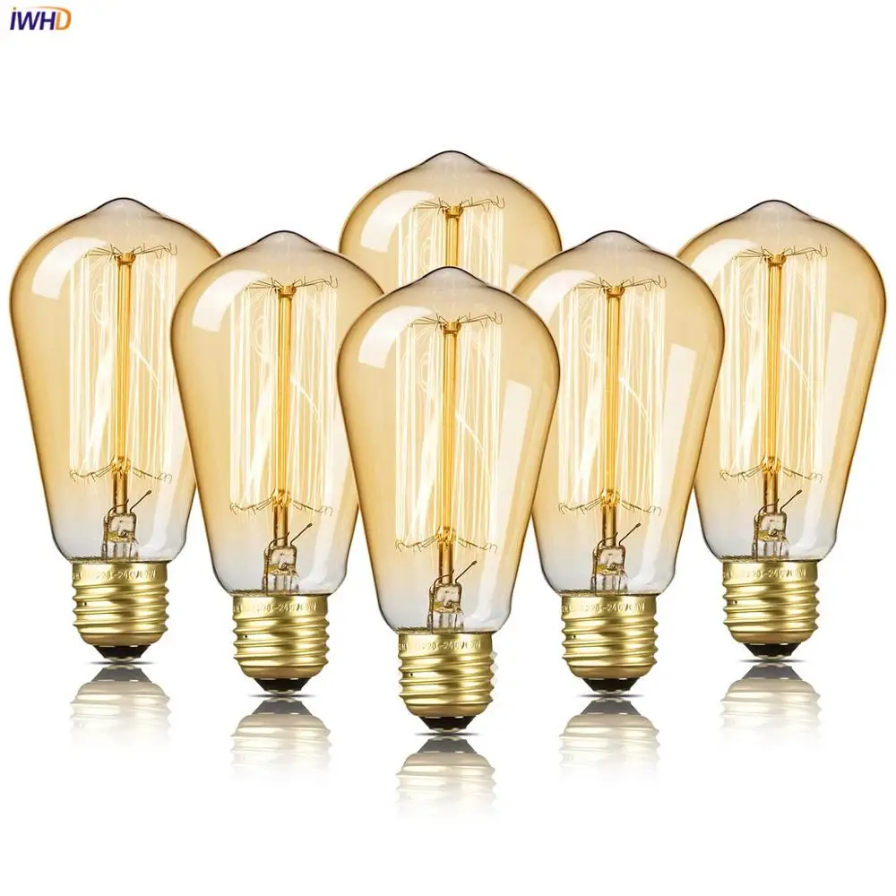 IWHD A19 ST58 40 Вт ампулы Edison светильник лампочка E27 220V индустриальный Лофт Декор Lampara