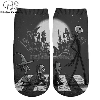 Хлопковые носки PLstar Cosmos nightster before christmas jack skellington разноцветные брендовые теплые короткие носки Хэллоуин-3 - Цвет: 17