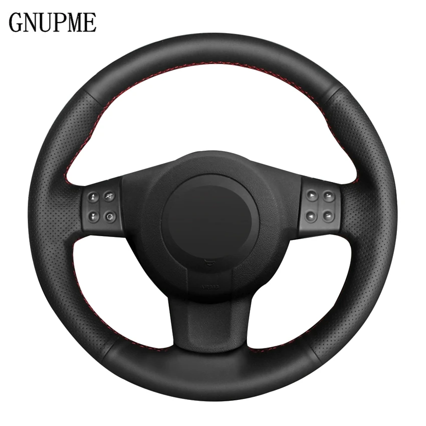 

GNUPME DIY Hand-stitched Black Artificial Leather Car Steering Wheel Cover for Seat Ibiza 6L leon 2007 2008