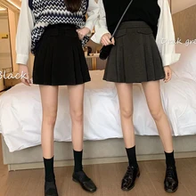 Faldas mujer moda шикарные плиссированные однотонные юбки с высокой талией Модная брендовая женская одежда ins корейский стиль ins Женские повседневные Новые