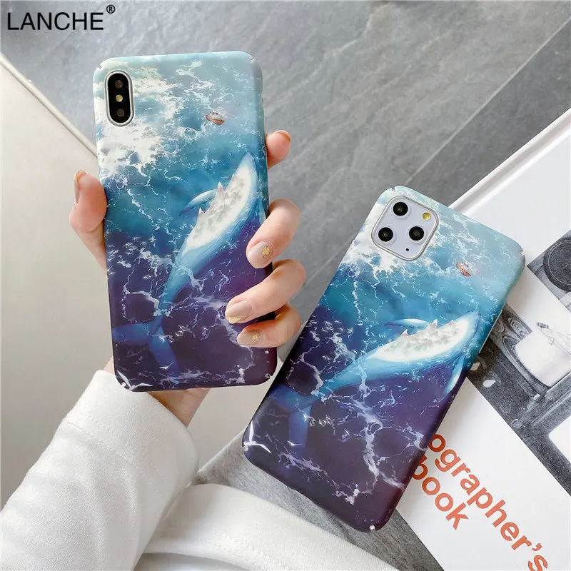 LANCHE Жесткий PC чехол для телефона Xiao mi Red Note 7 8 K20 Pro Чехол синий океан Акула Крышка
