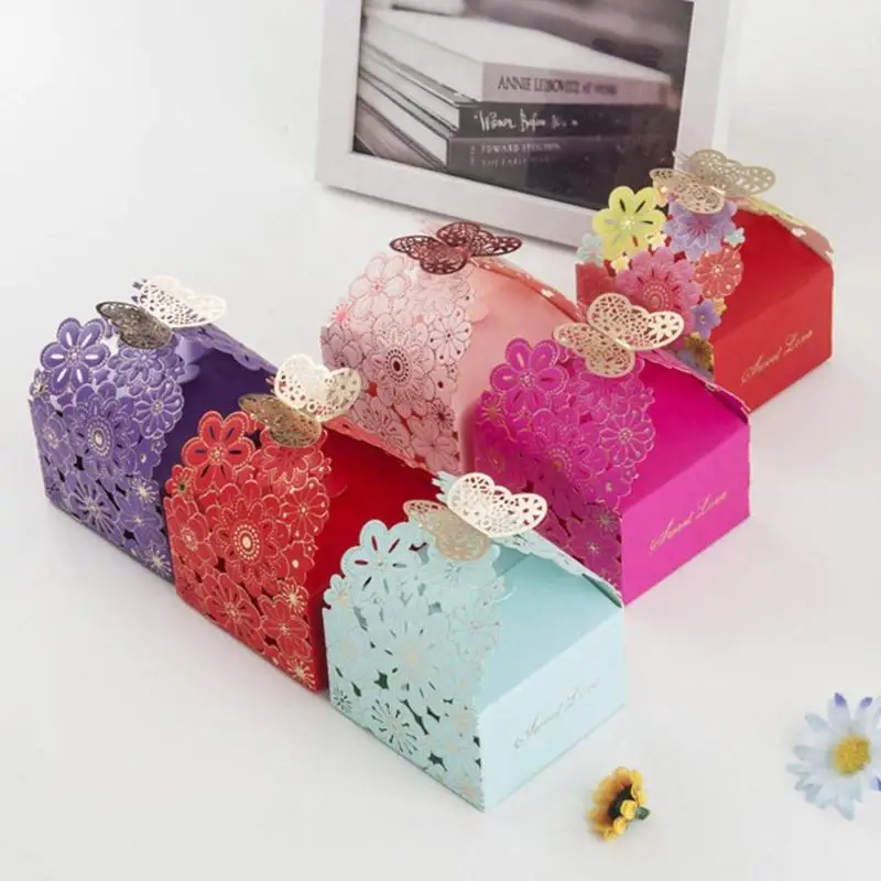 

10pcs Hollow Butterfly Candy Box Chocolate Bags Wedding Party Decorations Supply Necessary Household Festival Wedding Accessory