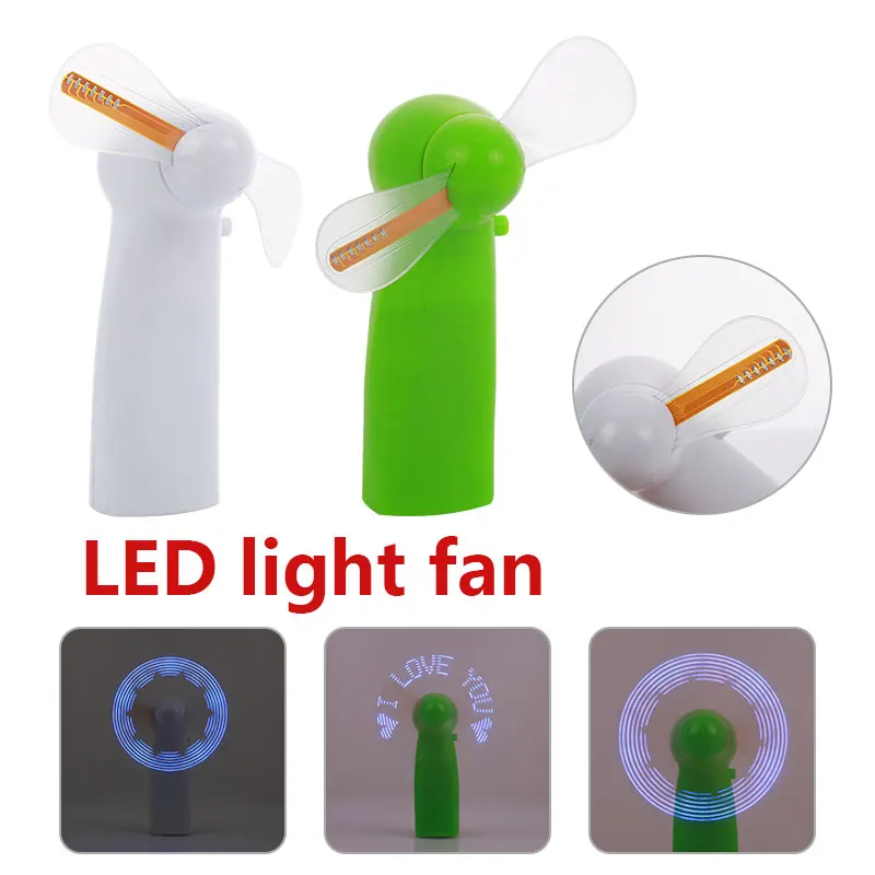 

Mini Fan LED Fan Hand-Held Fan Luminous Portable I LOVE YOU Plastic Green White Low Noise Travel Camping Toy Photo Props