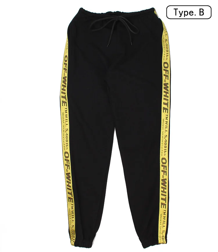 

2018 Spring And Autumn New Style Men And Women Couple Clothes Trousers off Ow White Yellow Knitted Belt Ankle Banded Pants