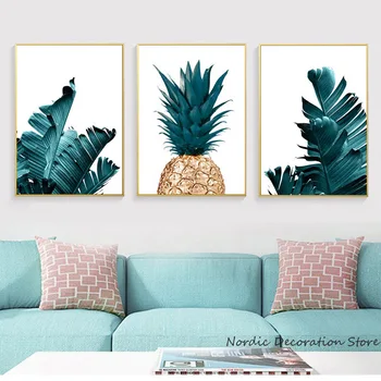 

Pineapple Canvas Painting Plant Leaves Wall Art Print Nordic Posters Quotes Prints Poster Wall Pictures For Living Room Decor