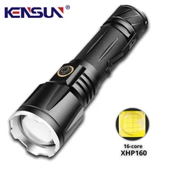 Lampe de poche puissante à lumière Led XHP160, Zoomable, 5 Modes, lumière dure, haute luminosité, étanche, Type C, Usb Rechargeable, torche en alliage d'aluminium 