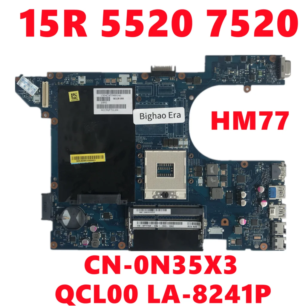 

CN-0N35X3 0N35X3 N35X3 For dell Inspiron 15R 5520 7520 Laptop Motherboard QCL00 LA-8241P Mainboard HM77 DDR3 Fully Tested OK