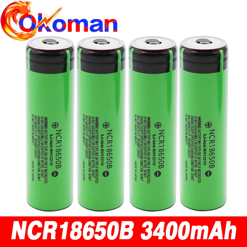 Оригинальная 3,7 v 18650 перезаряжаемая батарея 3400mAh литиевая NCR18650B для игрушек фонарик батареи