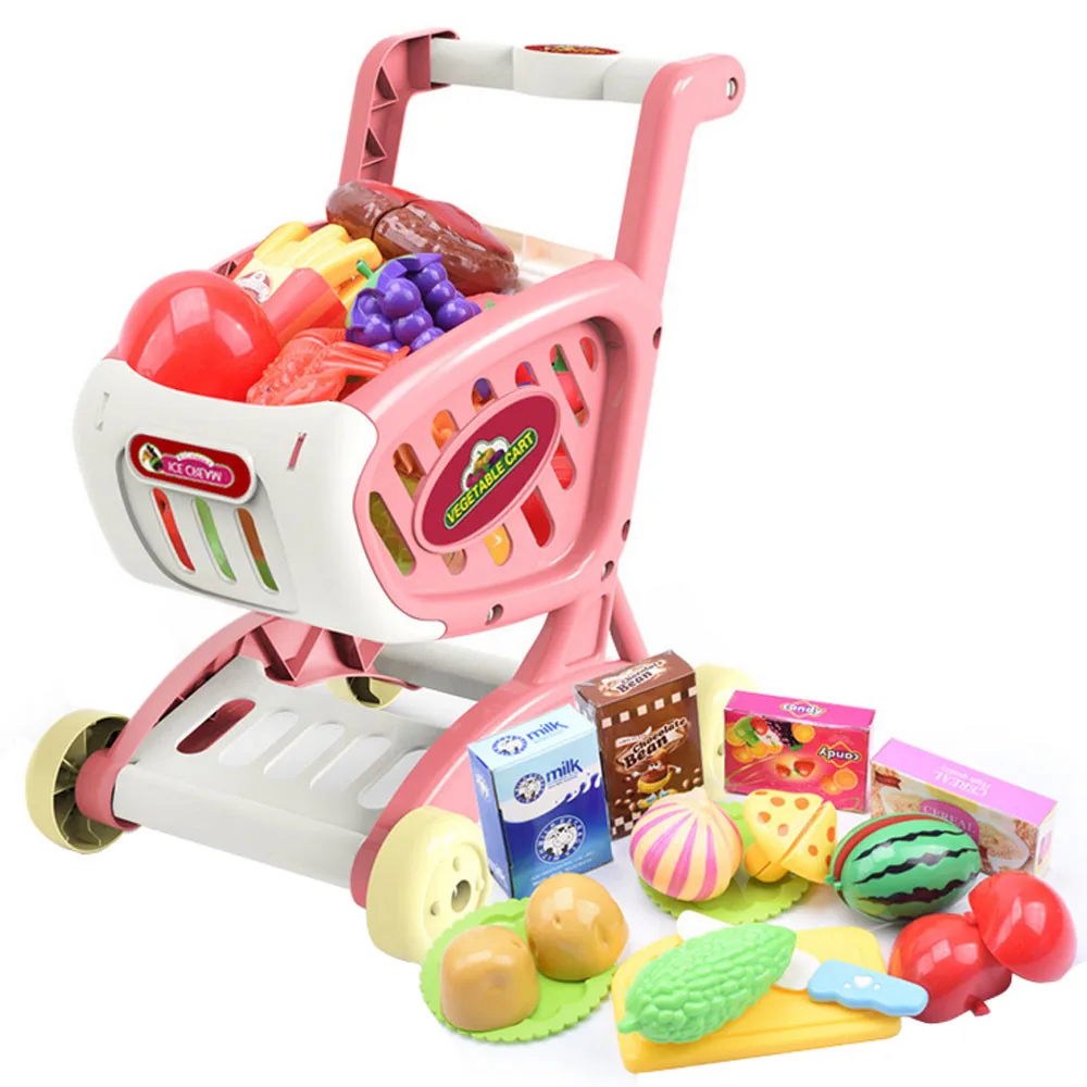 Тележки для покупок фрукты овощи ролевые игры Детский обучающий игрушка подарок детская корзина для покупок подарок для детей